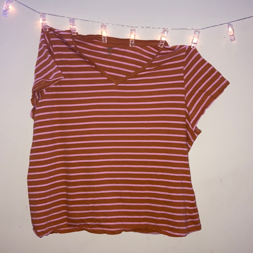 Burned orange, and pink shirt